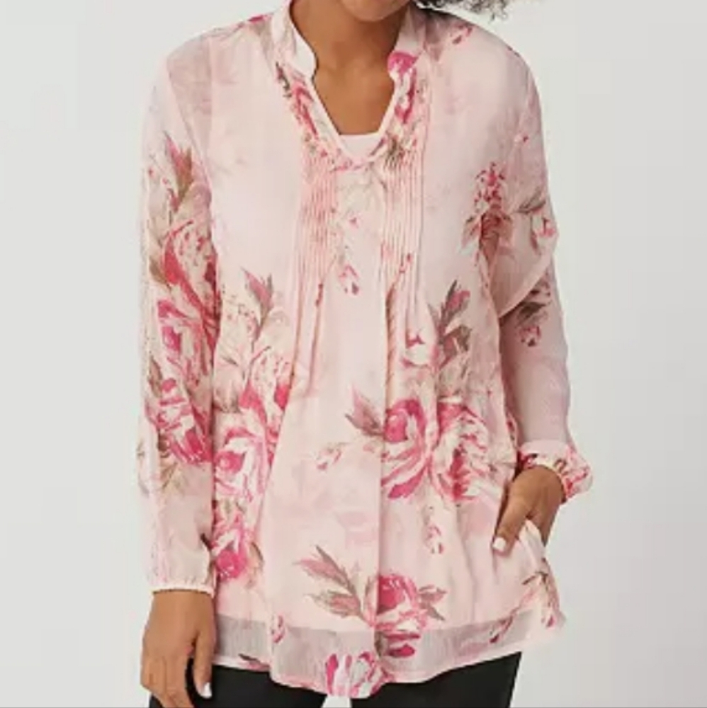 Susan Graver Sheer Floral Tunic